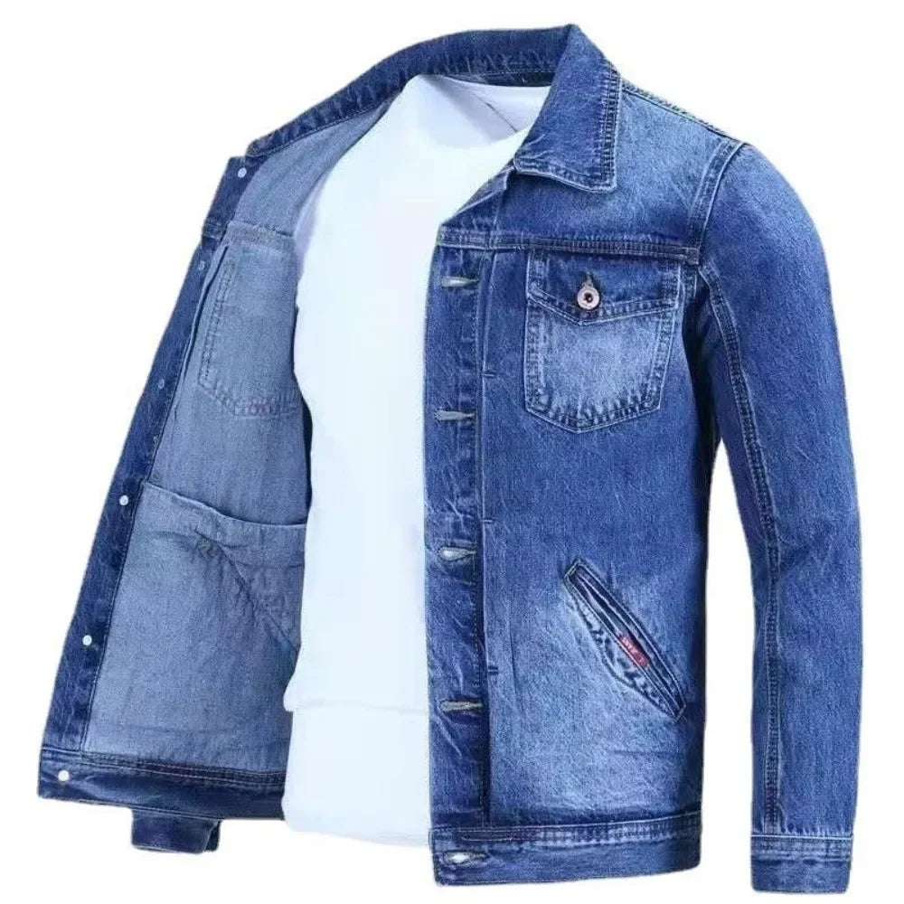 Spring and fall retro denim jacket men's fashion brand handsome cargo jacket