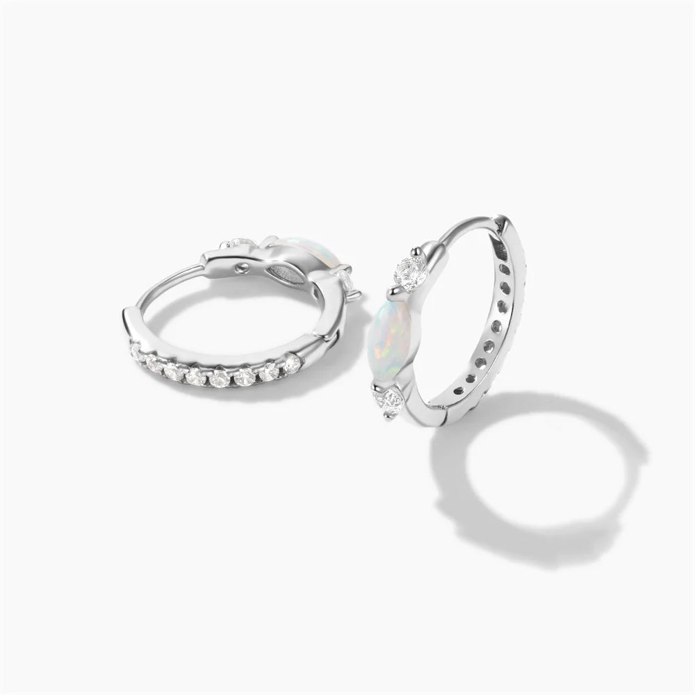 ROXI 925 Sterling Silver White Zircon Opal Earrings For Women Girl Wedding Engagement Jewelry Delicate Ear Buckle jewelry