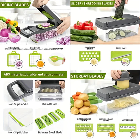 16 in 1 Multifunctional Vegetable Chopper Onion Chopper Handle Food Grate Food