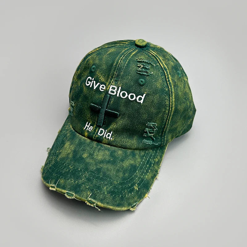 New Unisex Letter Tie-dye Embroidery American Vintage Baseball Hats Versatile Fashion ins Broken Breathable Casual Peaked Caps