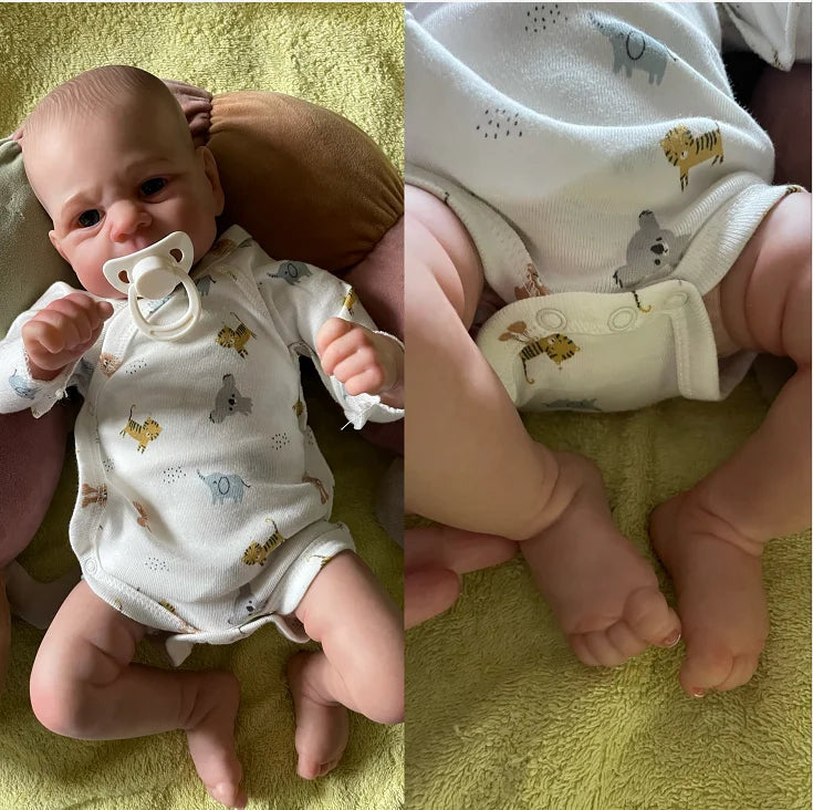 NPK 19inch Finished Doll Size Already Painted Elijah Lifelike Soft Touch Flexible finished Doll Parts with Body and eyes