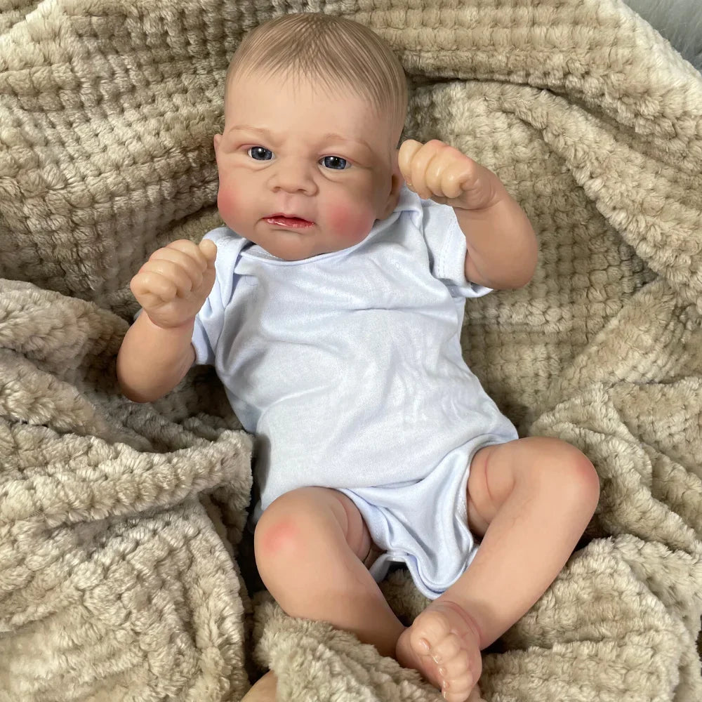 17Inch Already Painted Bebe Reborn Doll Elijah Newborn Doll Handmade Painted Hair 3D Skin Tone Visible Veins Gift For Girls