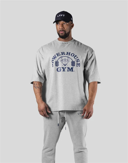 Men Running Sports Cotton T-shirt Gym Fitness Bodybuilding Loose Print Shirt Summer Male Jogging Training Tee Tops