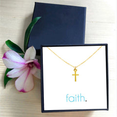 Christian Golden Cross Pendant Necklace For Women Short Chain Simple Minimalist