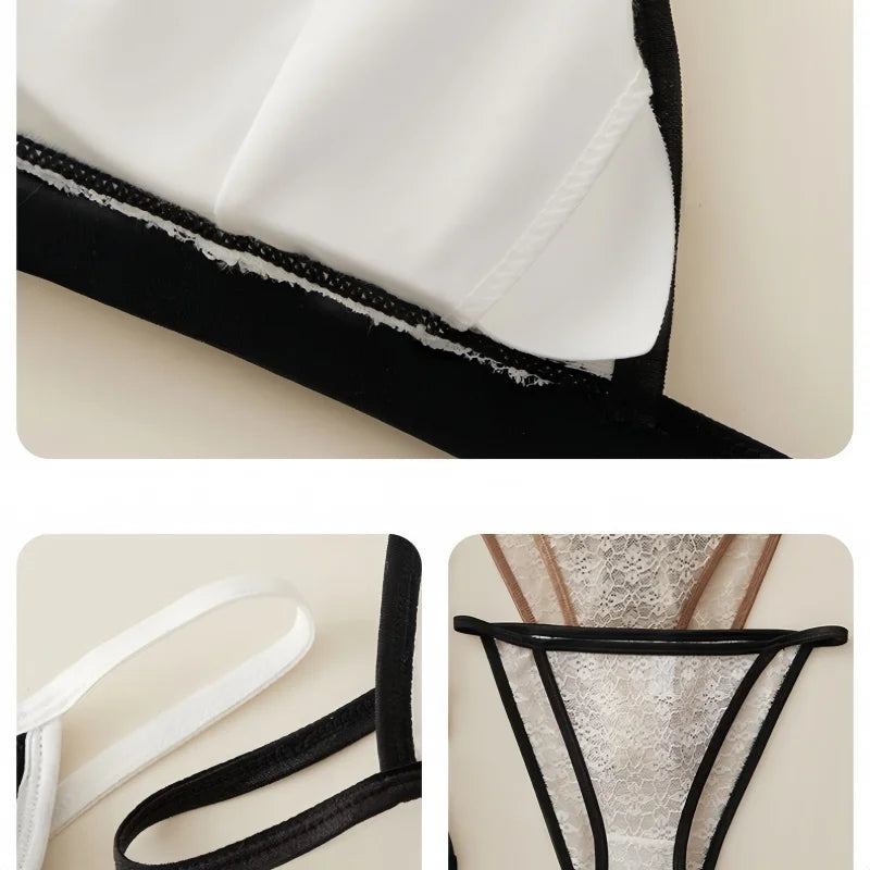 Women Lace Bra And Panties Set Wireless Bralette Low Waist Panties Female