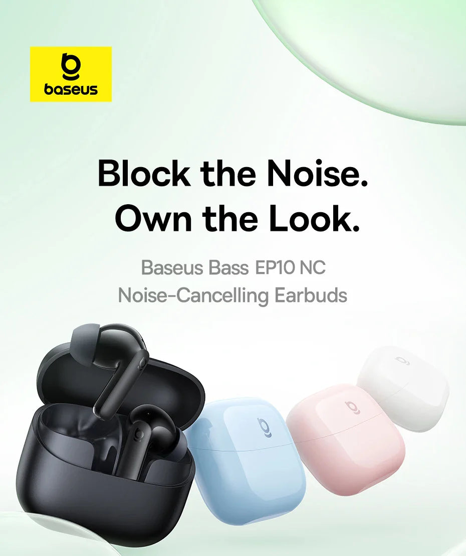 Baseus Bass EP10/BP1 NC -43dB Noise Cancelling ANC True Wireless Earbuds Bluetooth 6.0 In-Ear Wireless Earphones 4-Mics Ear buds