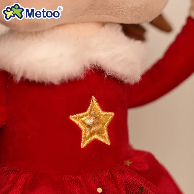 Metoo Angela Christmas Doll Soft Stuffed Winter Snow Elk Fashion Doll Collection Plush Toys Dolls for Girls Boys Xmas Gift