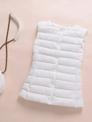 Ultralight Down Vest Women Single-breasted Sleeveless Female Duck Down Waistcoat