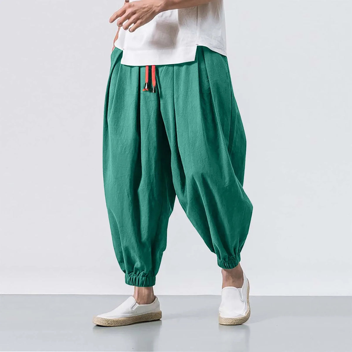 Solid Color Harem Pants Fashion baggy Bottoms Casual Joggers Men'S Elasticated