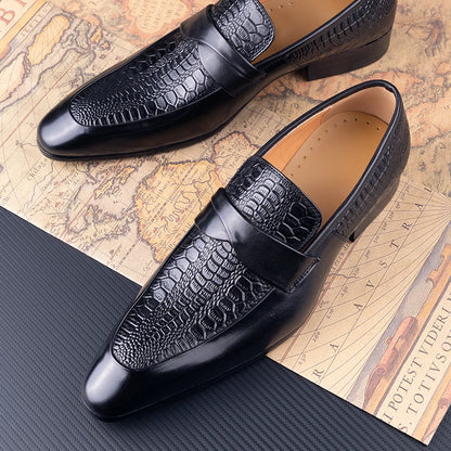 Genuine Leather Shoes For Men Dress British Business Party Slip on Black Point Toe Fashion Casual Formal Suit Handmade Men Shoes