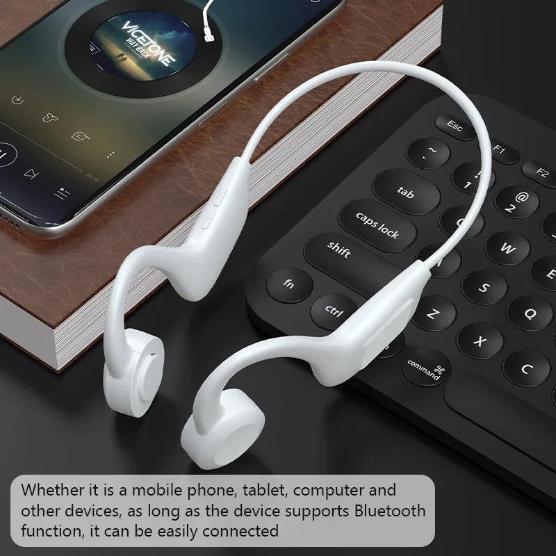JS7 Bone Conduction Headphones Tf Card Digital Display Fone Headset Hands-free Call Auriculares Sports Open-ear Earphone