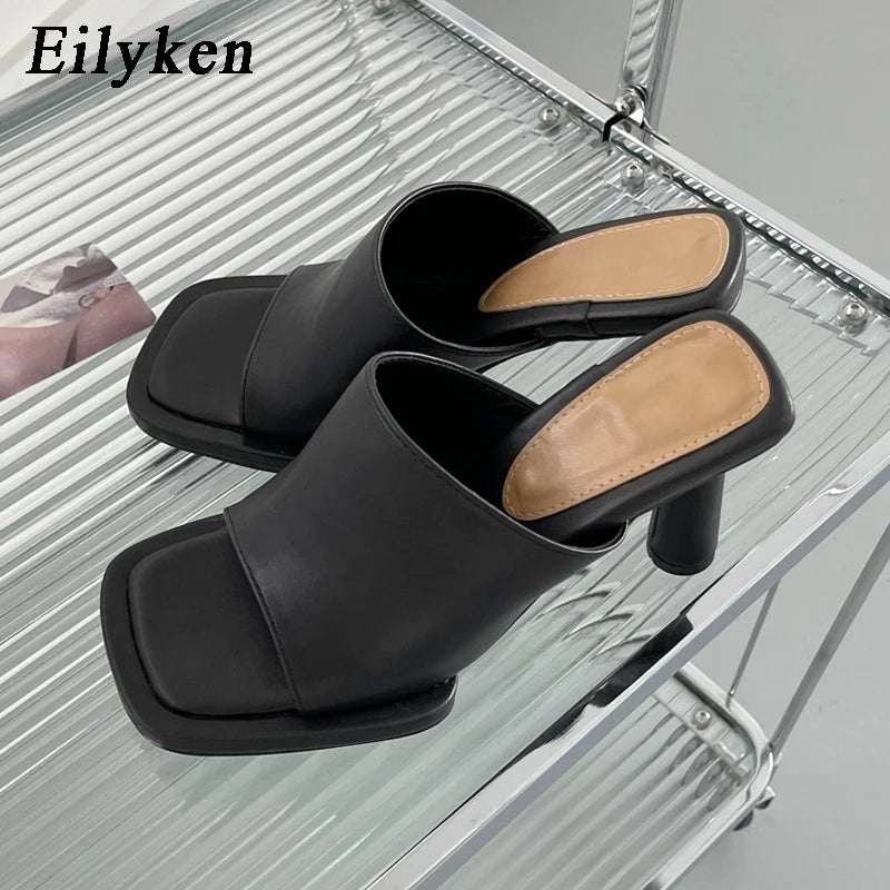 Eilyken Summer Women Slipper Fashion Platform Square Toe High Heel Ladies High Quality Slides Outdoor Dress Party Sandals