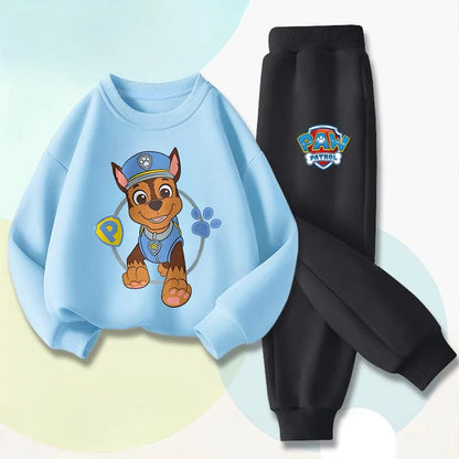 PAW Patrol Cartoon Printed Boys Hooides Sets Children's Long Sleeved Pullover Long Pant Two Piece Suit Kids Casual Sweatsuit