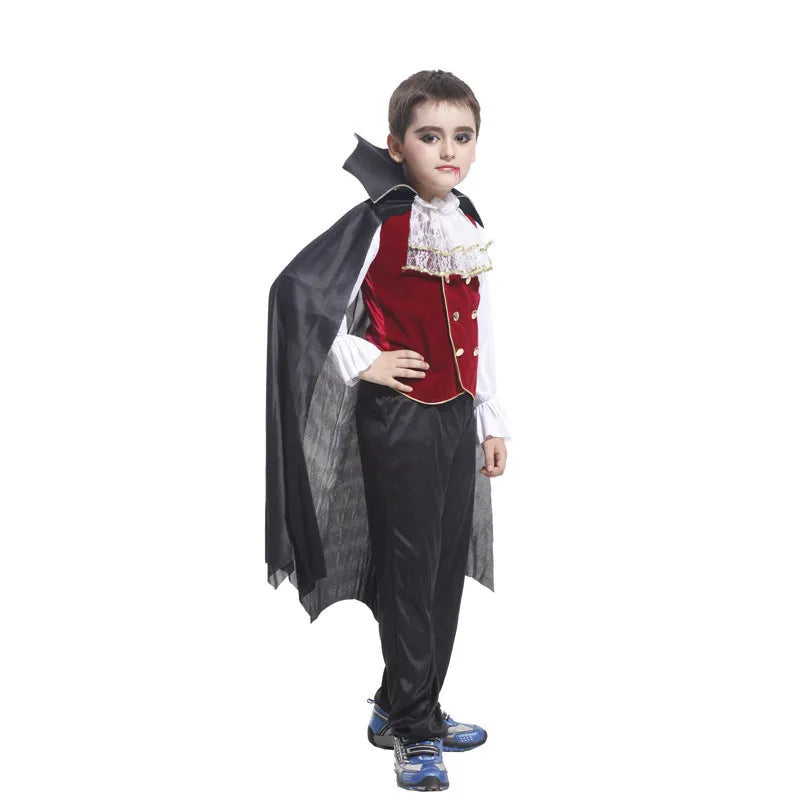 Kids' Halloween Gothic Vampire & Day of The Dead Cosplay Costumes for Boys Top + Pants + Cloak Set Scary Fantasy Outfits