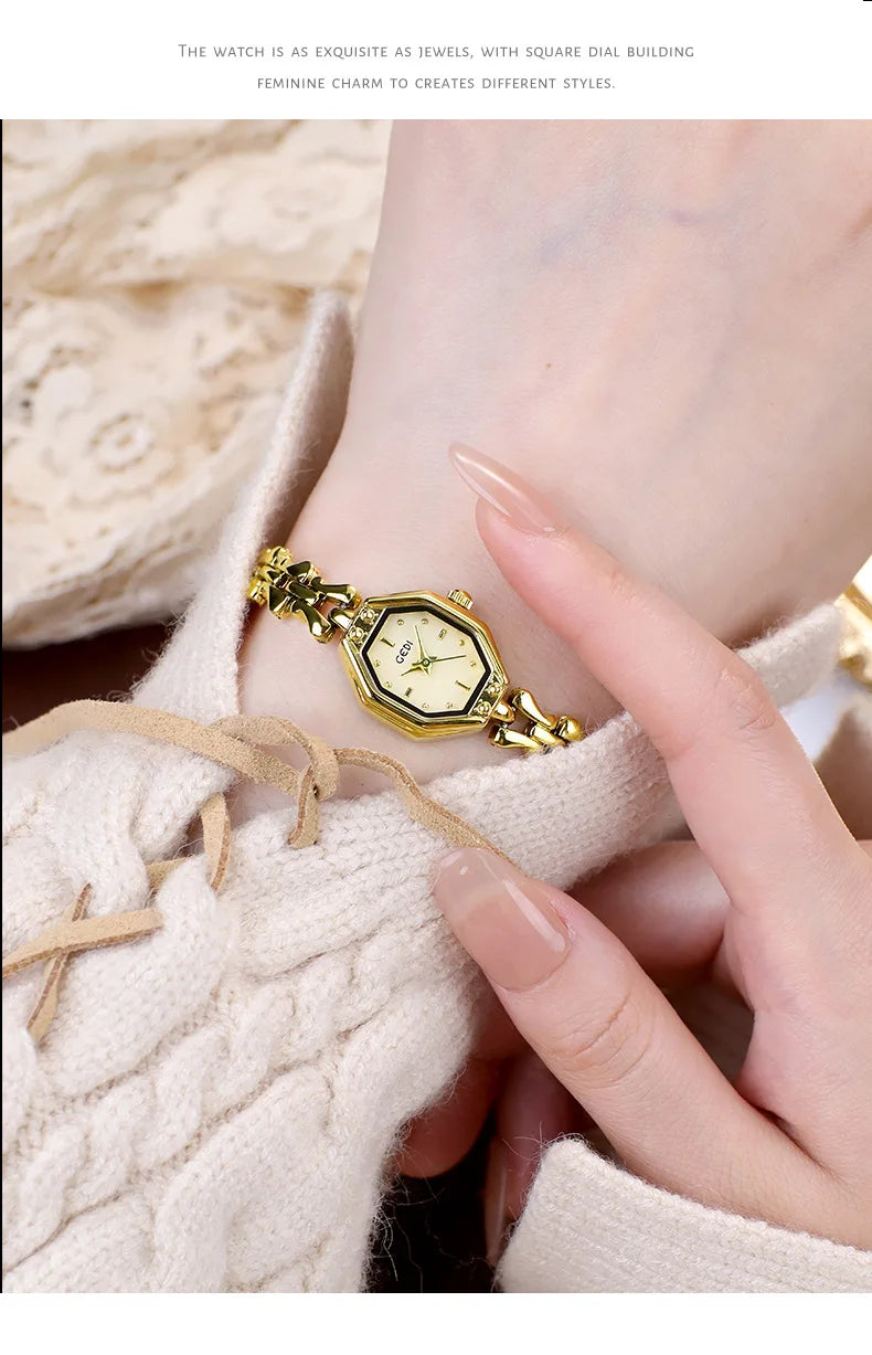GEDI Brand Ladies Watches are Exquisite Light Luxury Retro Metal Bracelets high-end Waterproof Women Fashion Quartz Wristwatches