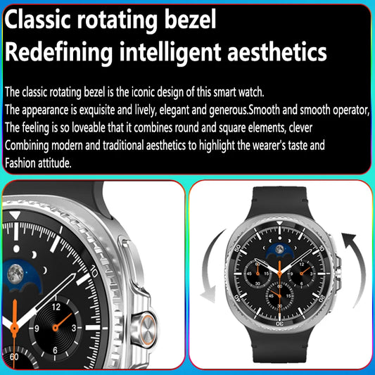 2025New Watch 8 Classic Smart Watch Men AMOLED Screen Bluetooth Call GPS Track Heart Rate IP68 Waterproof Smartwatch For Samsung