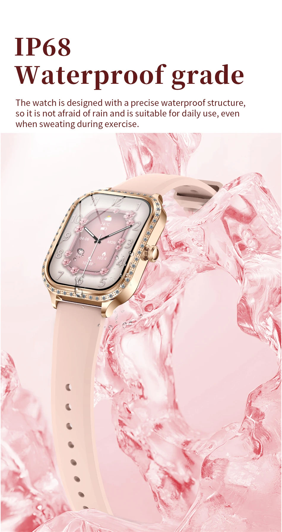 New Luxury Smart Watch Women 1.75" HD Display Heart Rate Sport Fitness IP68 Waterproof Bluetooth Call Smartwatch For Lady Gift
