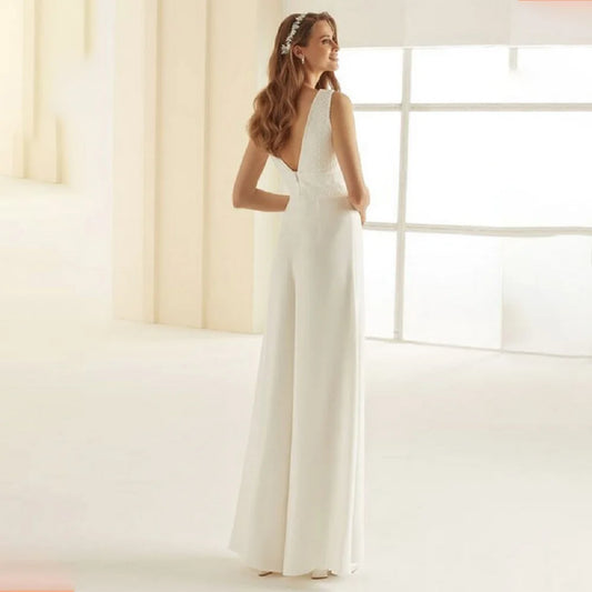 White Bridesmaid Dresses: Bridal Jumpsuit: White Jumpsuit Wedding | Wedding Gown