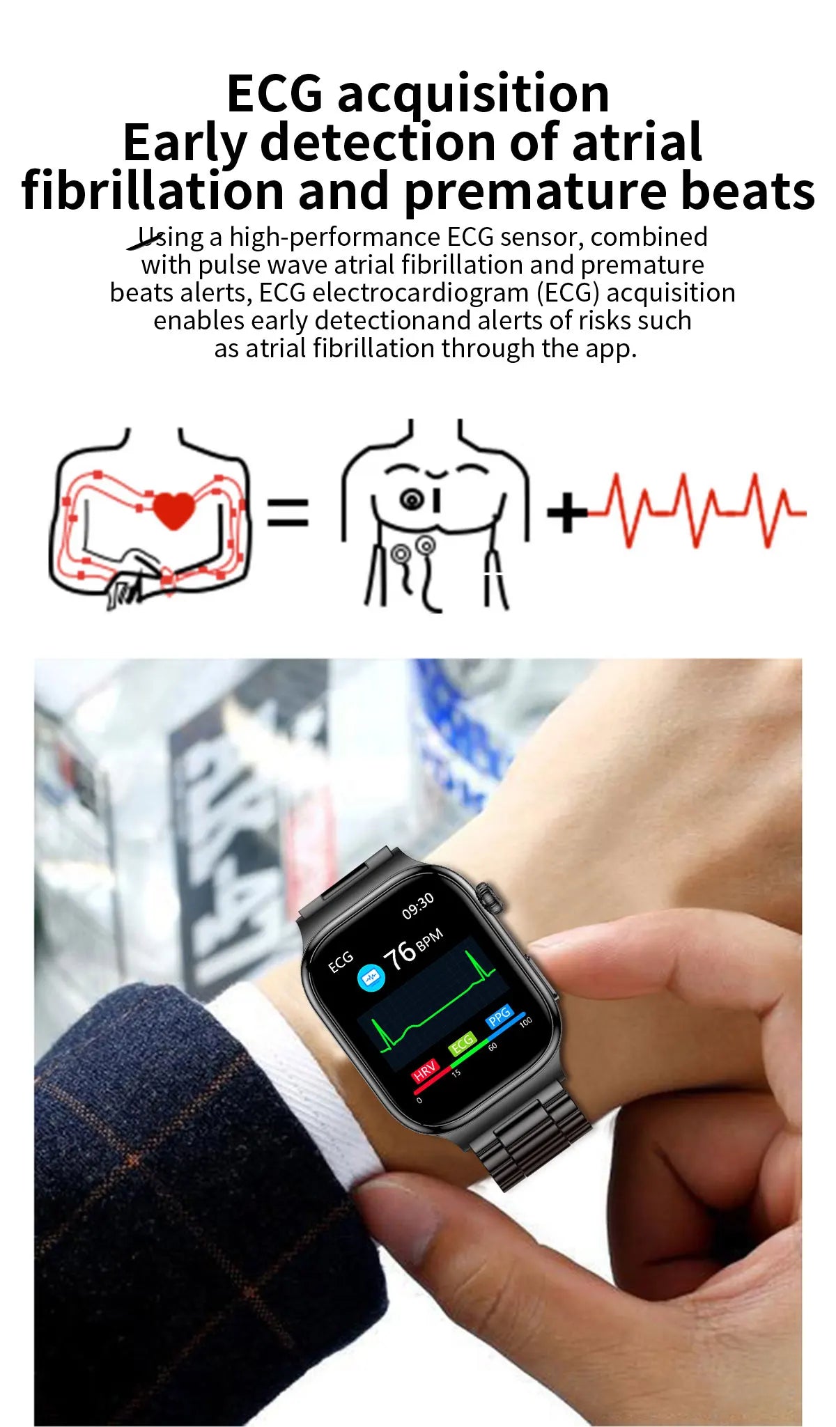 2025 New Five organ examination Health Care Smart Watch Men ECG+PPG Uric Acid Blood Fat Bluetooth Call Sports tracker Smartwatch