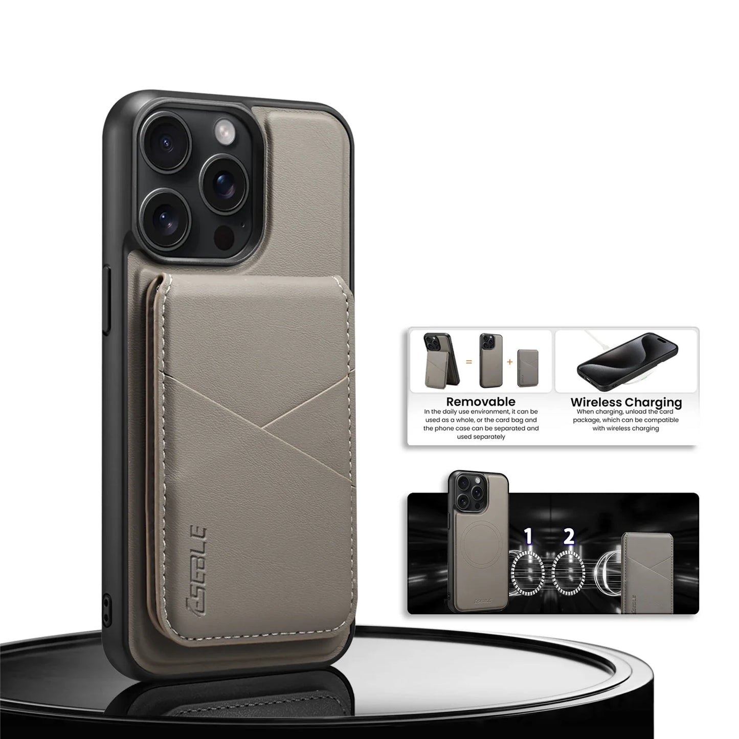 2 In 1 Detachable Magnetic Leather Case for IPhone 17 16 Pro Max 15 14 13  Wallet Cover Cards Holder Pocket