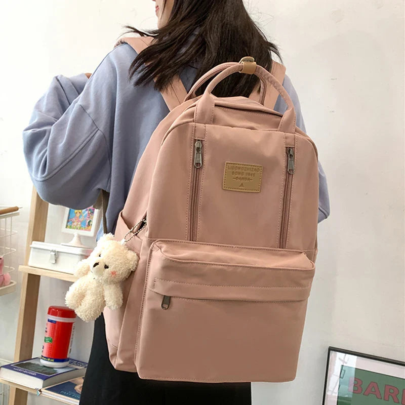 DIEHE Solid Color Women Backpack High Quality Youth Waterproof Backpacks for Teenage Girls Female School Shoulder Bag Bagpack