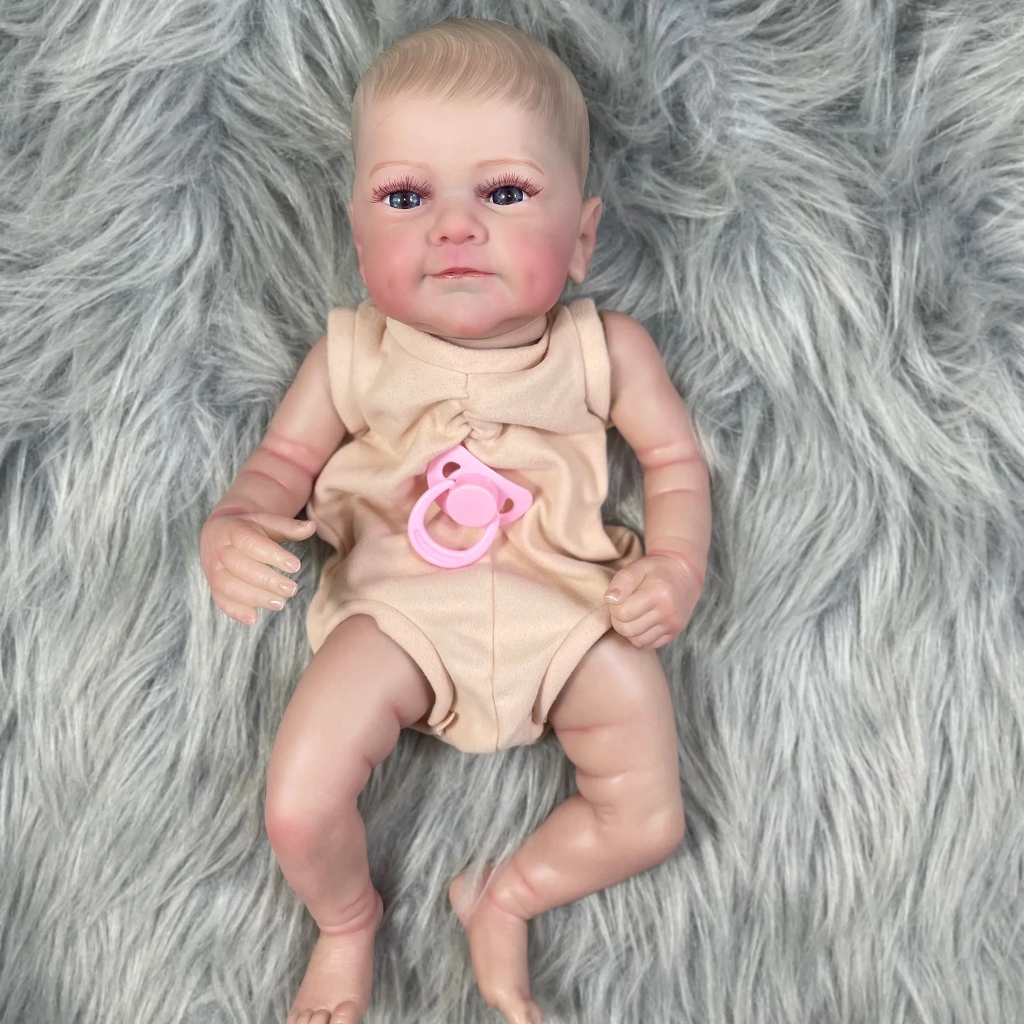 MRB 18 inch Finished Painted Reborn Doll Parts Sanya Vinyl Kit Cute Baby 3D Painting with Visible Veins Cloth Body Included