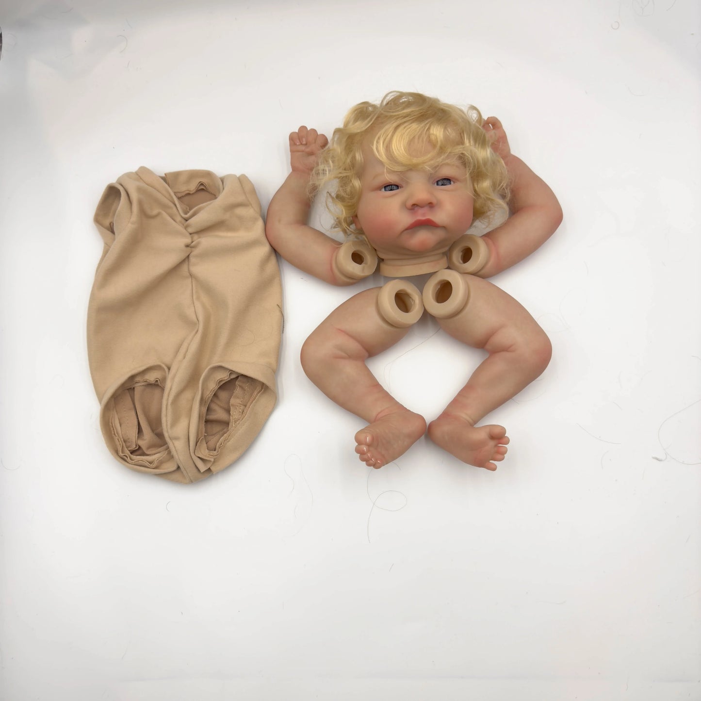 NPK19inch Levi  Awake Already Painted Reborn Doll Parts Lifelike Baby 3D Painting with Visible Veins  Cloth Body Included