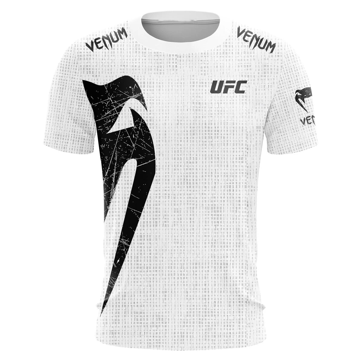 Trendy UFC Men’s Black White T-shirt Summer Casual O-neck Short Sleeve 3D Print Top for Boxing Fitness Training