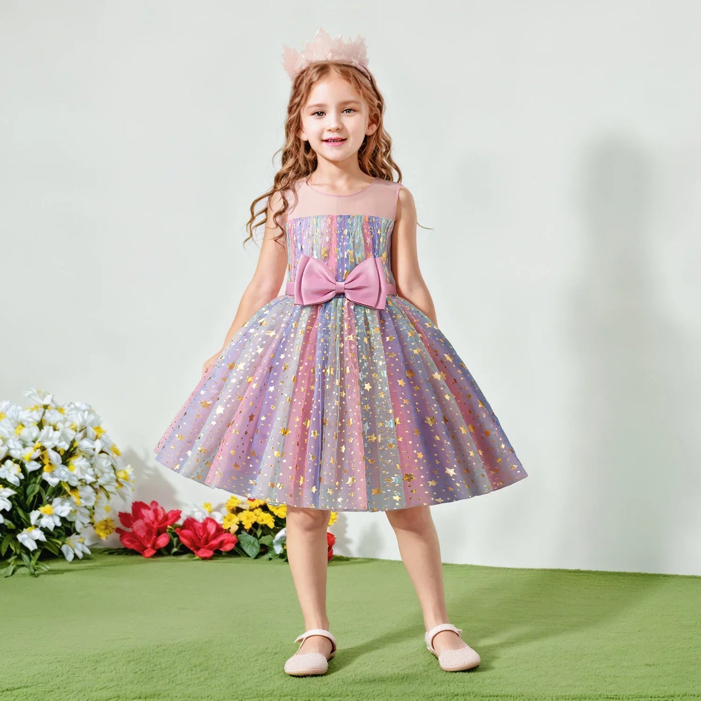 Christmas Unicorn Children's Sequins Tutu Dress Girls Rainbow Wedding Birthday Party Princess Dress Performance Cosplay Costume