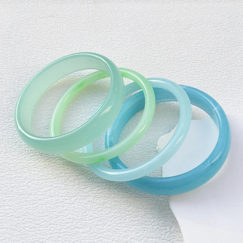 UJBOX 4-Piece Brown & Cream Marble Acrylic Resin Bracelet Bangle Set Stackable Jewelry Lightweight & Eco-Friendly Bulk Discount