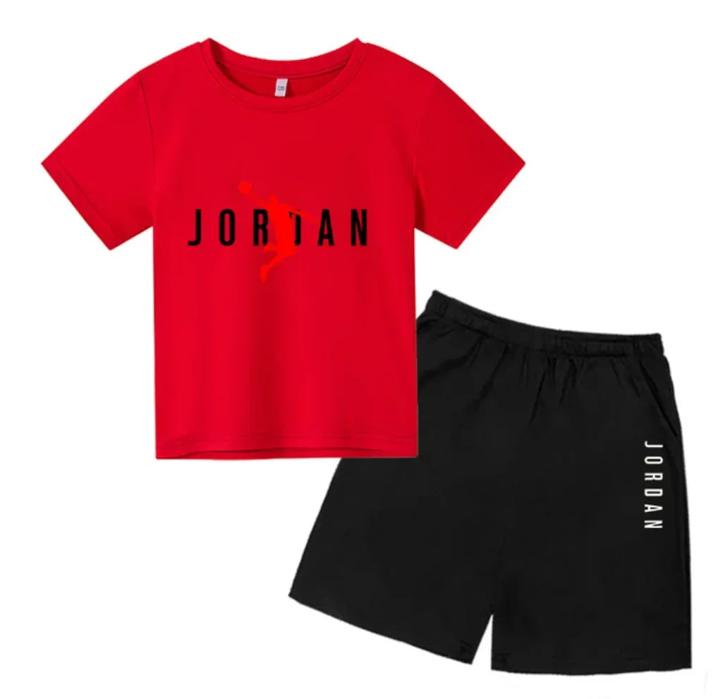 Basketball star Printing Children's T-shirt Tops +Shorts Fashion Leisure Clothing Toddler 3-12 Year Boys Girls Round neck Set