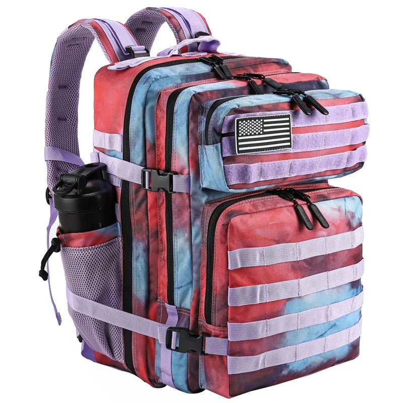 LHI 45L Tactical Backpack for Men and Women Large Athlete Gym Bag Outdoor Sports Hiking Survival Rucksack with Bottle Holder