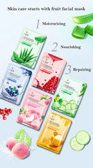 12 Pieces Blueberry Facial Masks Aloe Cucumber Peach Fresh Fruit Moisturizing Face Mask Sheets for Beauty Facial Skin Care