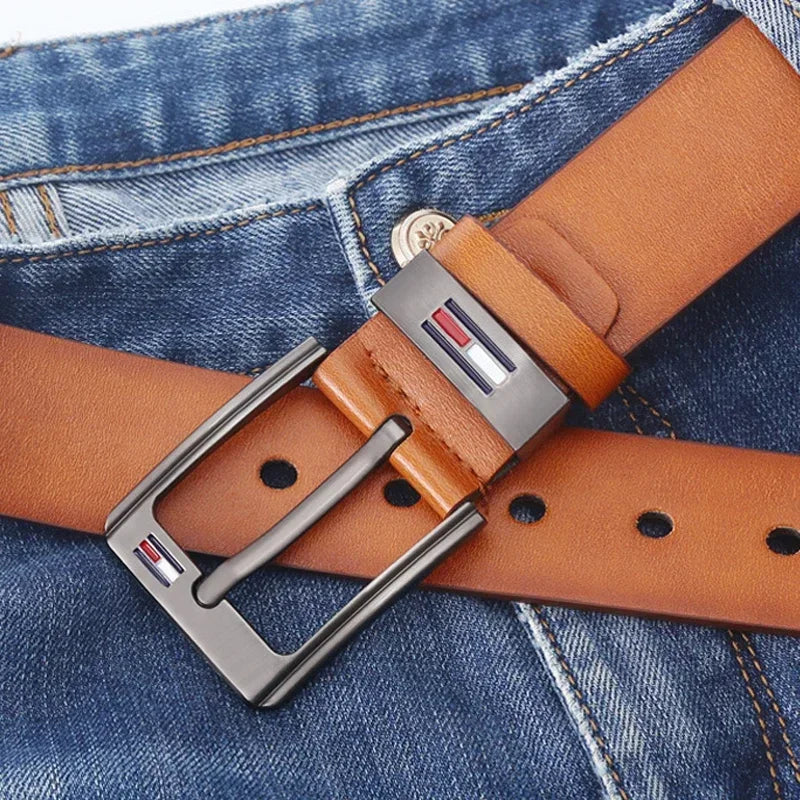 Male PU Leather Belt High Quality Men Belt Alloy Square Buckle Men Male Strap Pin Buckle Fancy Vintage Jeans Waistband Strap