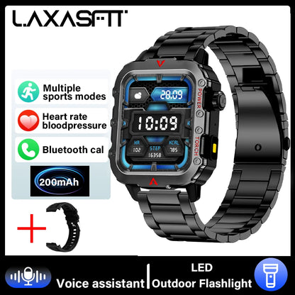 LAXASFIT Outdoor Sports Smart Watch Health Monitoring Voice Assistant Bluetooth Calling LED Flashlight 2025 NEW smartwatch