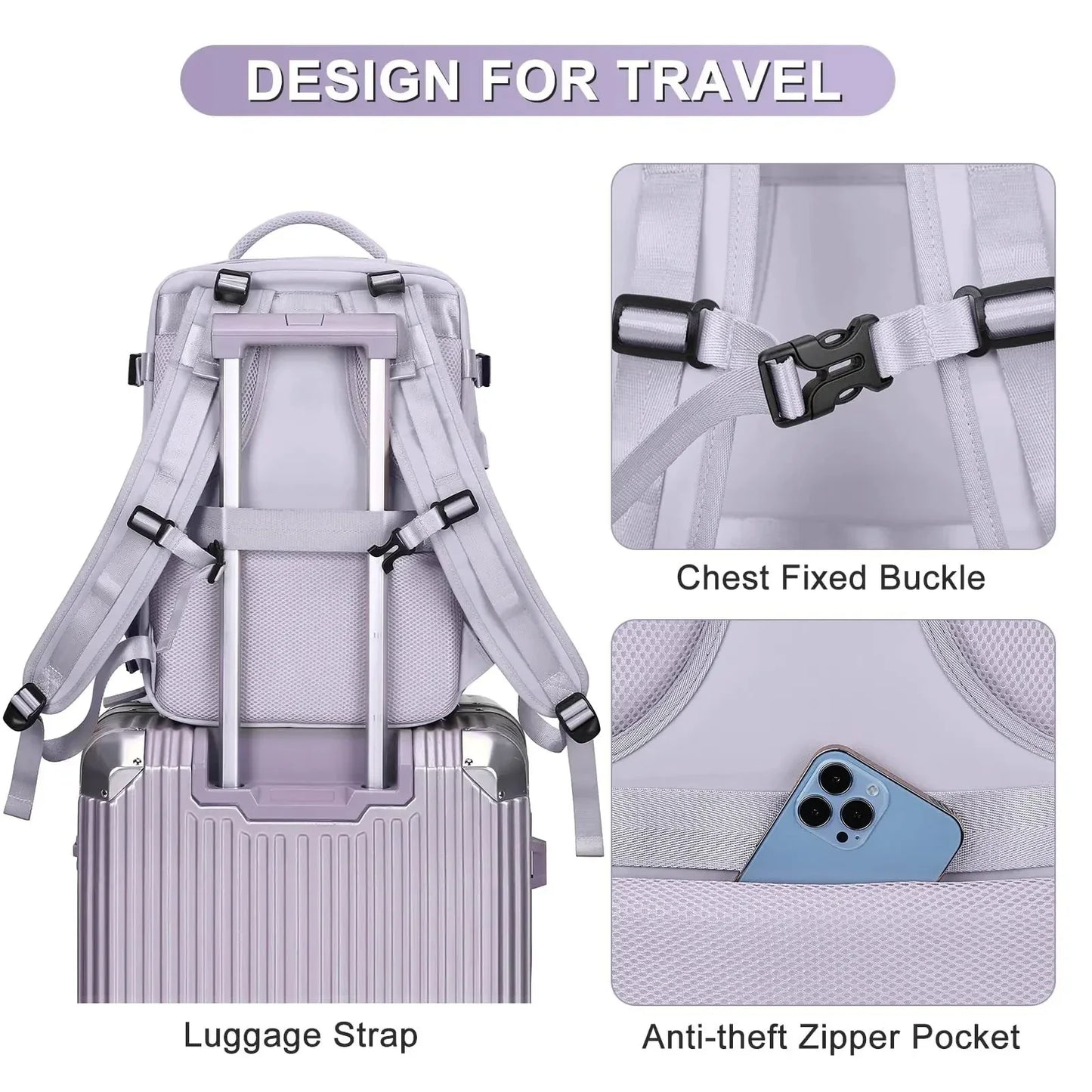 Buylor Travel Backpack for Women 40x25x17 Airplane Cabin Backpack Carry-On Luggage 14inch Laptop Backpack Casual Schoolbackpack