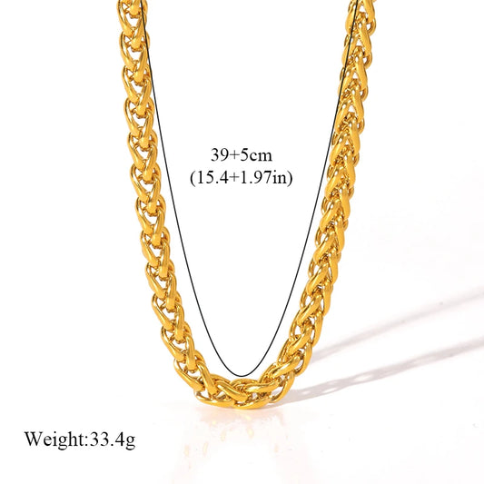 316L Stainless Steel Chains Necklaces Bracelet Jewelry Set For Women Gold Color Metal