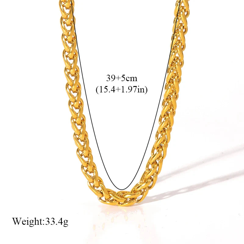 EILIECK 316L Stainless Steel Metal Chain Necklace For Women Fashion 18K Gold Plated Neck Chain Waterproof Jewelry Lady Gift