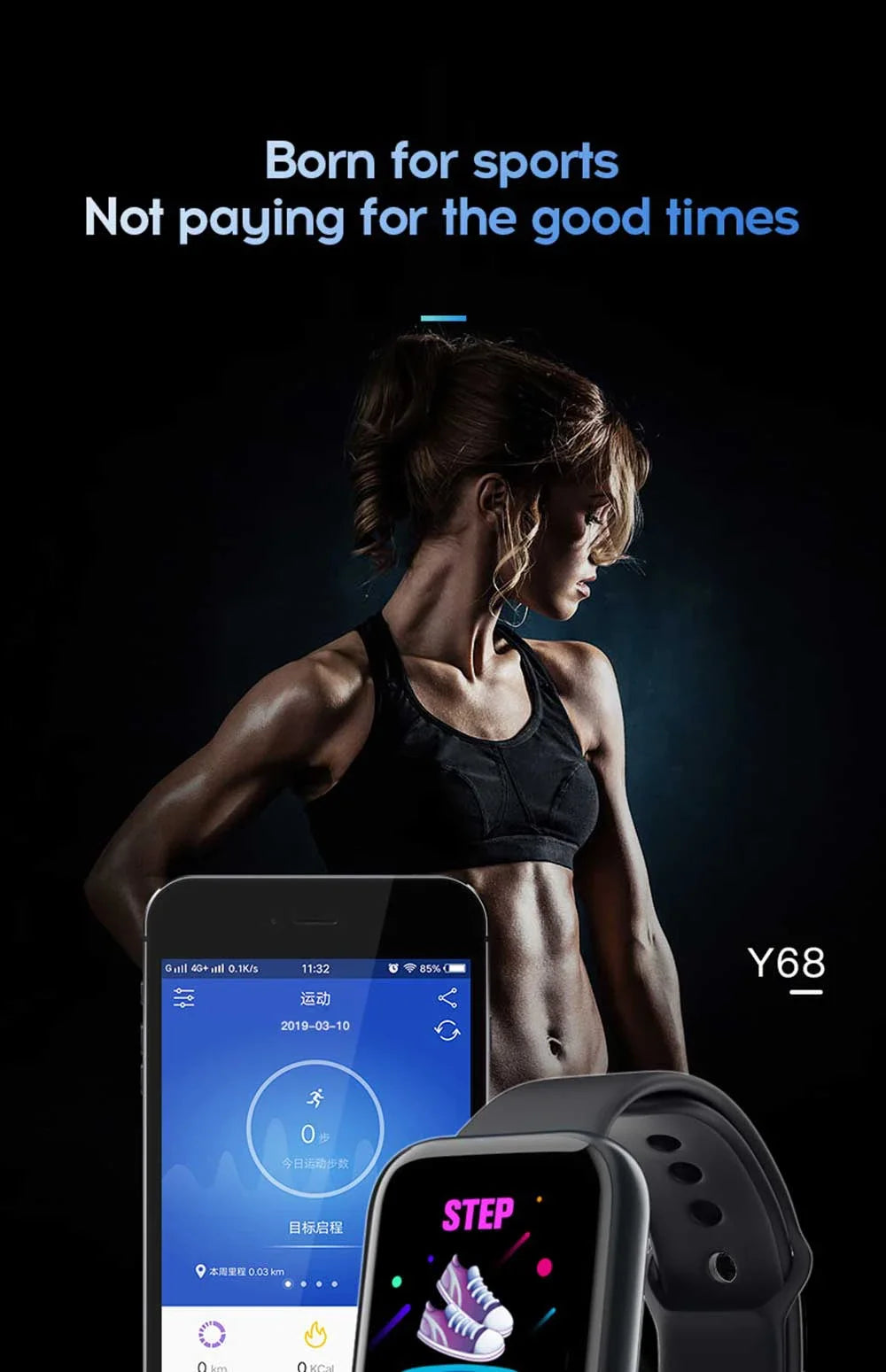 Y68 Smart Watch Color Screen Step Counting Multi Sports Mode Message Reminder Photography Music Remote Control Smart Band