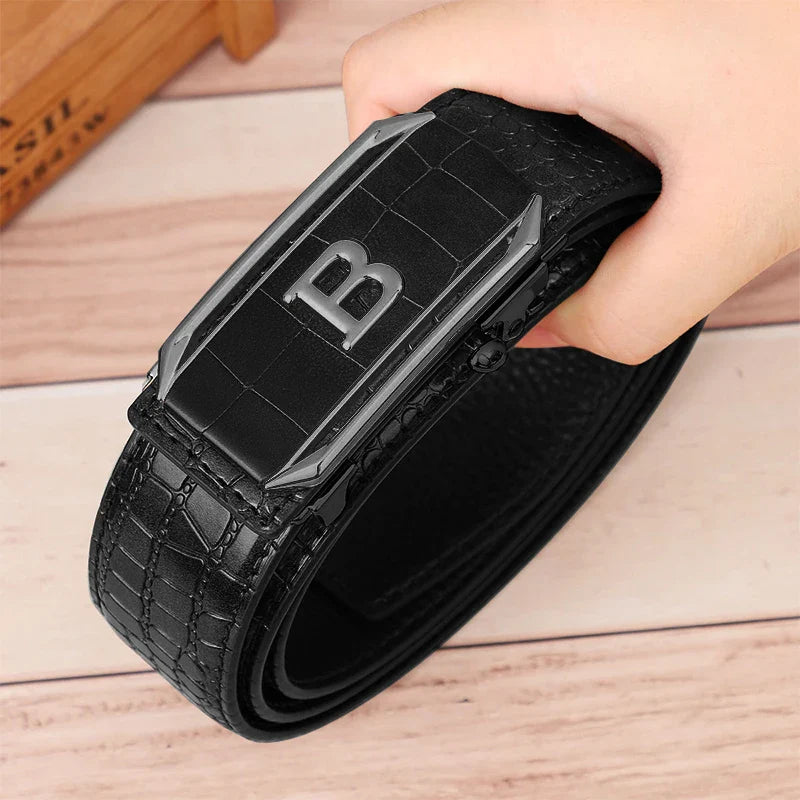 Men's Belt Automatic Buckle Belt High-Quality Trendy Crocodile Pattern Belt Fashionable Jeans Strap Men's Accessories