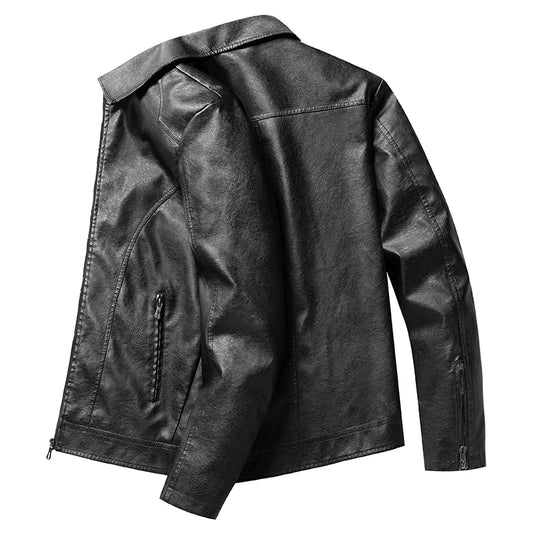 Men Casual Motorcycle Biker Jacket Coats Mens Vintage Outerwear Leather Jacket