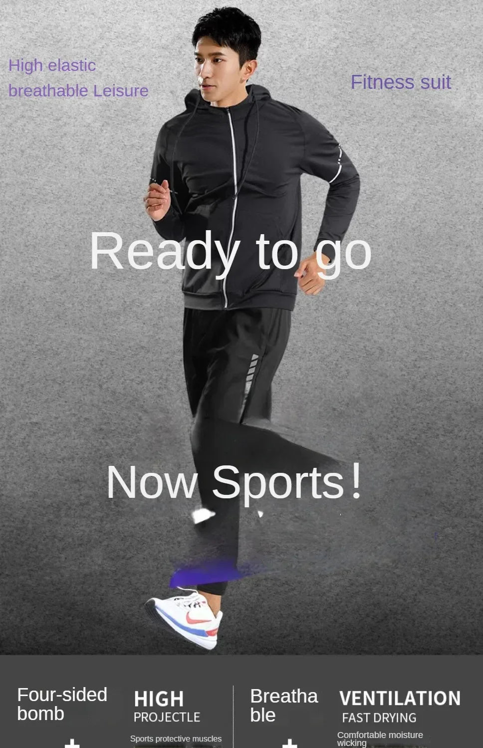 3-7Pcs Men's Ice Fiber Quick-Dry Running Fitness Full Set/Suit Tracksuit For Marathon, Training Cycling，Jogging,Gym， sweatpants
