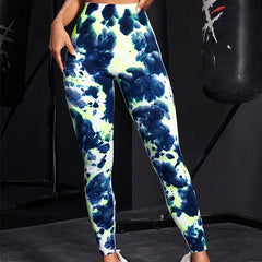 Seamless Tie Dye Leggings Women Knitting Fitness Leggings High Waist