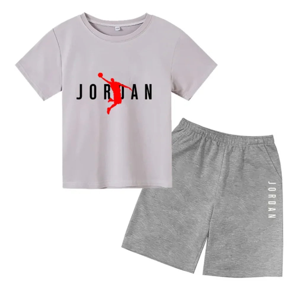 Basketball star Printing Children's T-shirt Tops +Shorts Fashion Leisure Clothing Toddler 3-12 Year Boys Girls Round neck Set
