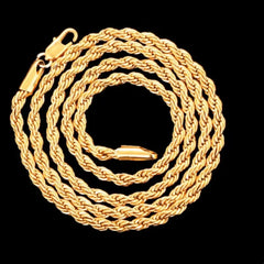 2pcs set 18K Gold 4MM Chain Rope Necklace Bracelets Set Fashion for Man Boy Lady