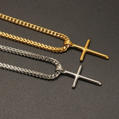 Punk Cross Pendant Link Chain for Men Women 316L Stainless Steel Hip Hop Necklace