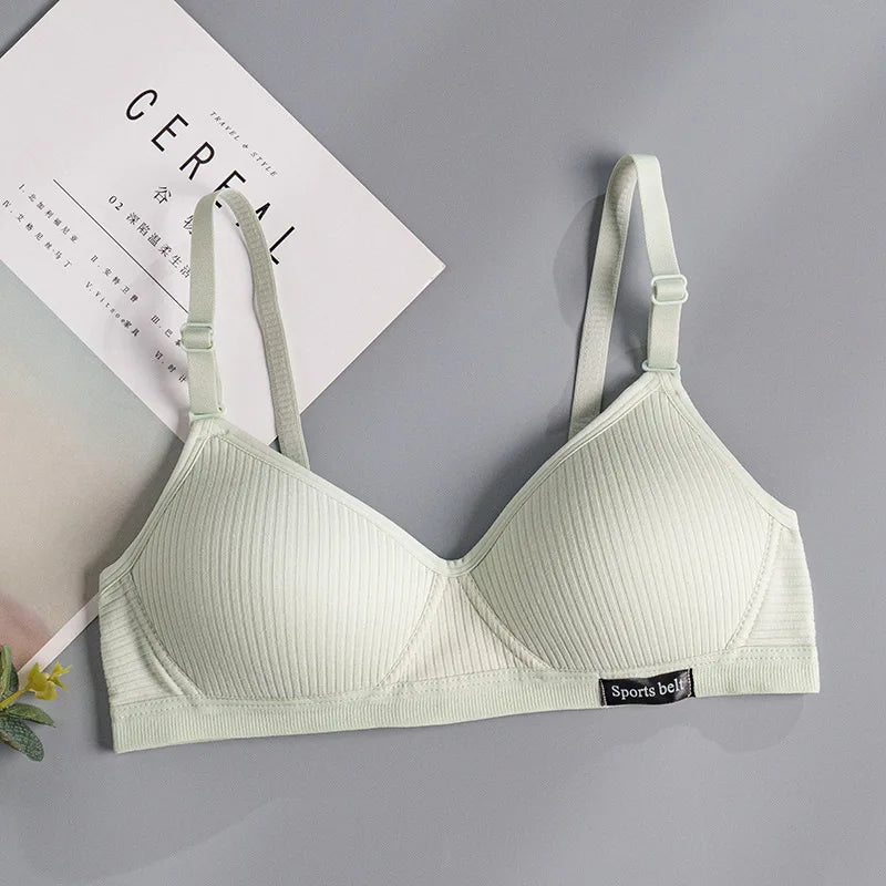Women Underwear Cotton Bra Seamless Gathered Push Up Comfortable Soft