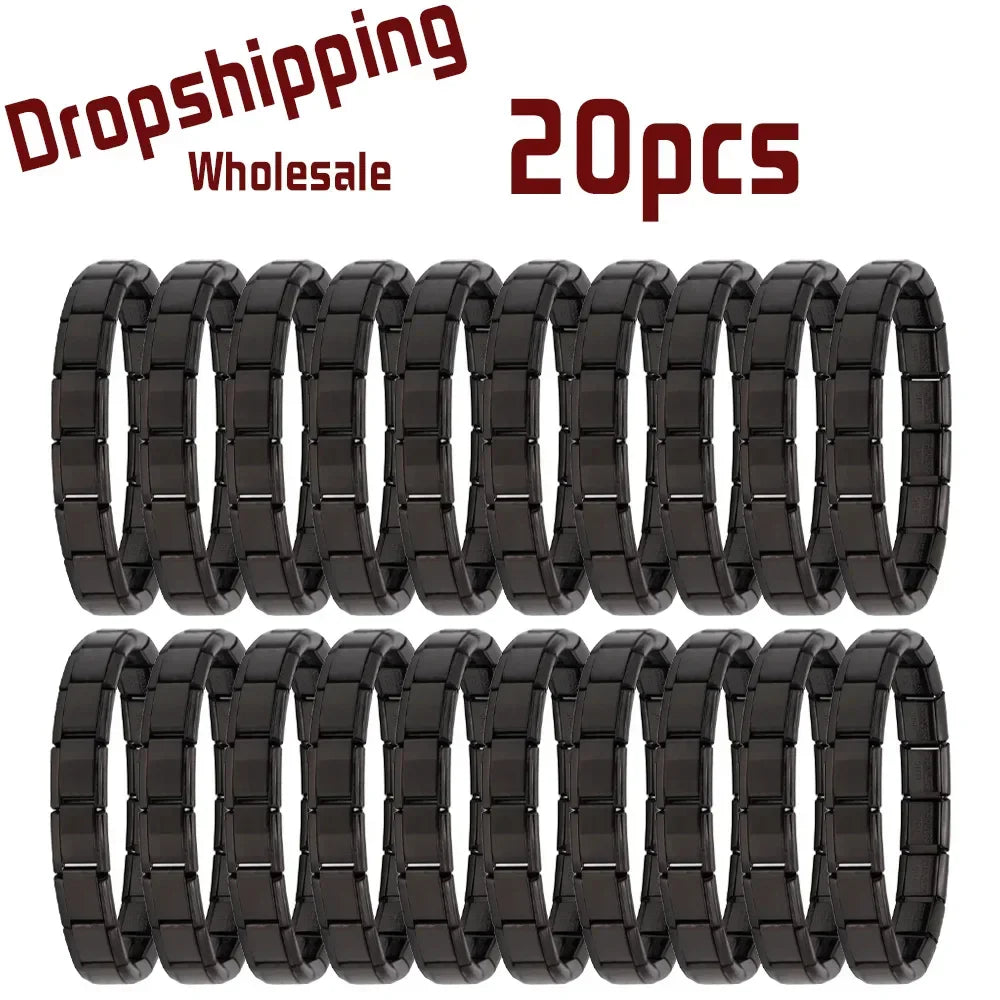 20pcs Wholesale charms italian Stainless Steel 9mm Colorful Style Elastic Bracelet for Woman Men DIY Making Gift Dropshipping