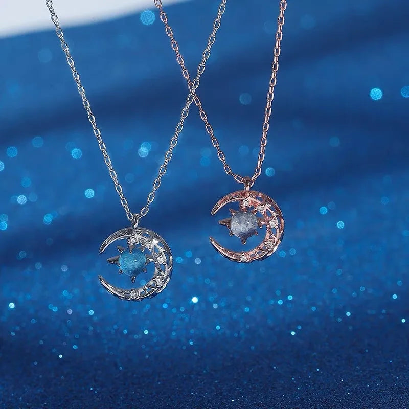 Star Moon Pendant Necklaces for Women Simple Clavicle Chain Fashion Jewelry