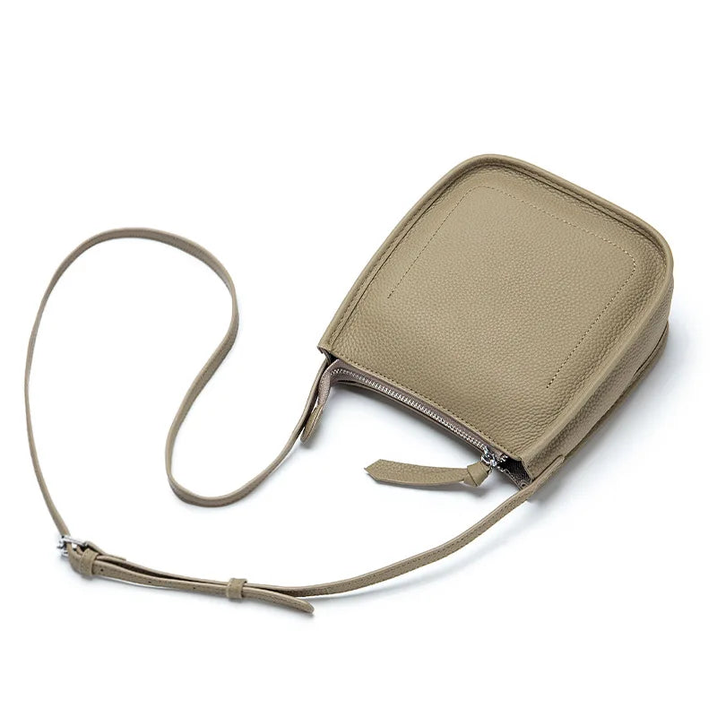 Women Genuine Leather One Shoulder Bucket Bag Luxury Cowhide Crossbody Bag